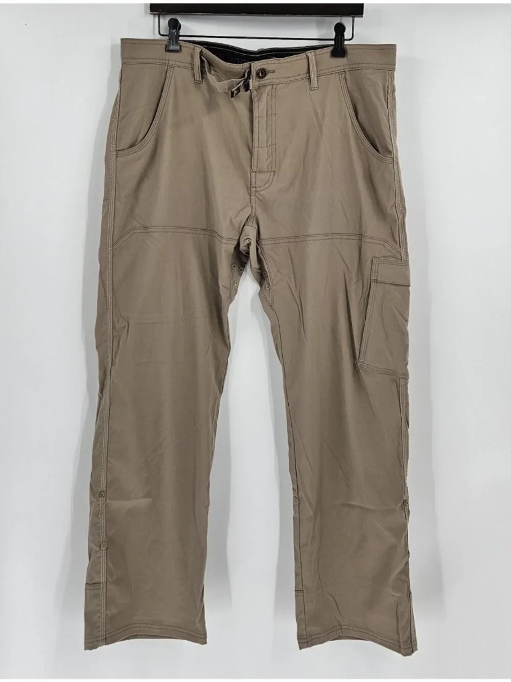 prAna Men’s Breathe 36x30 Khaki Nylon Stretch Utility Hiking Cargo Travel Pants